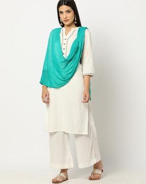 crushed dupatta with beaded hem