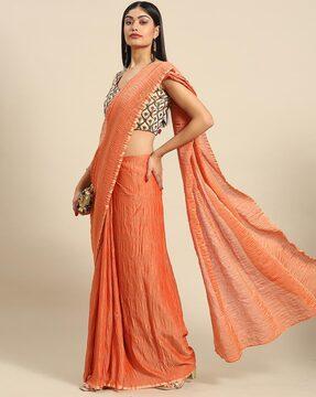 crushed saree with contrast border