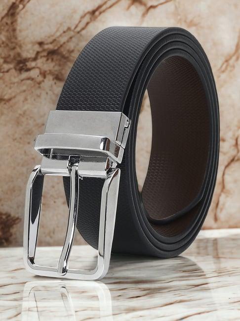 crusset black leather formal belt for men