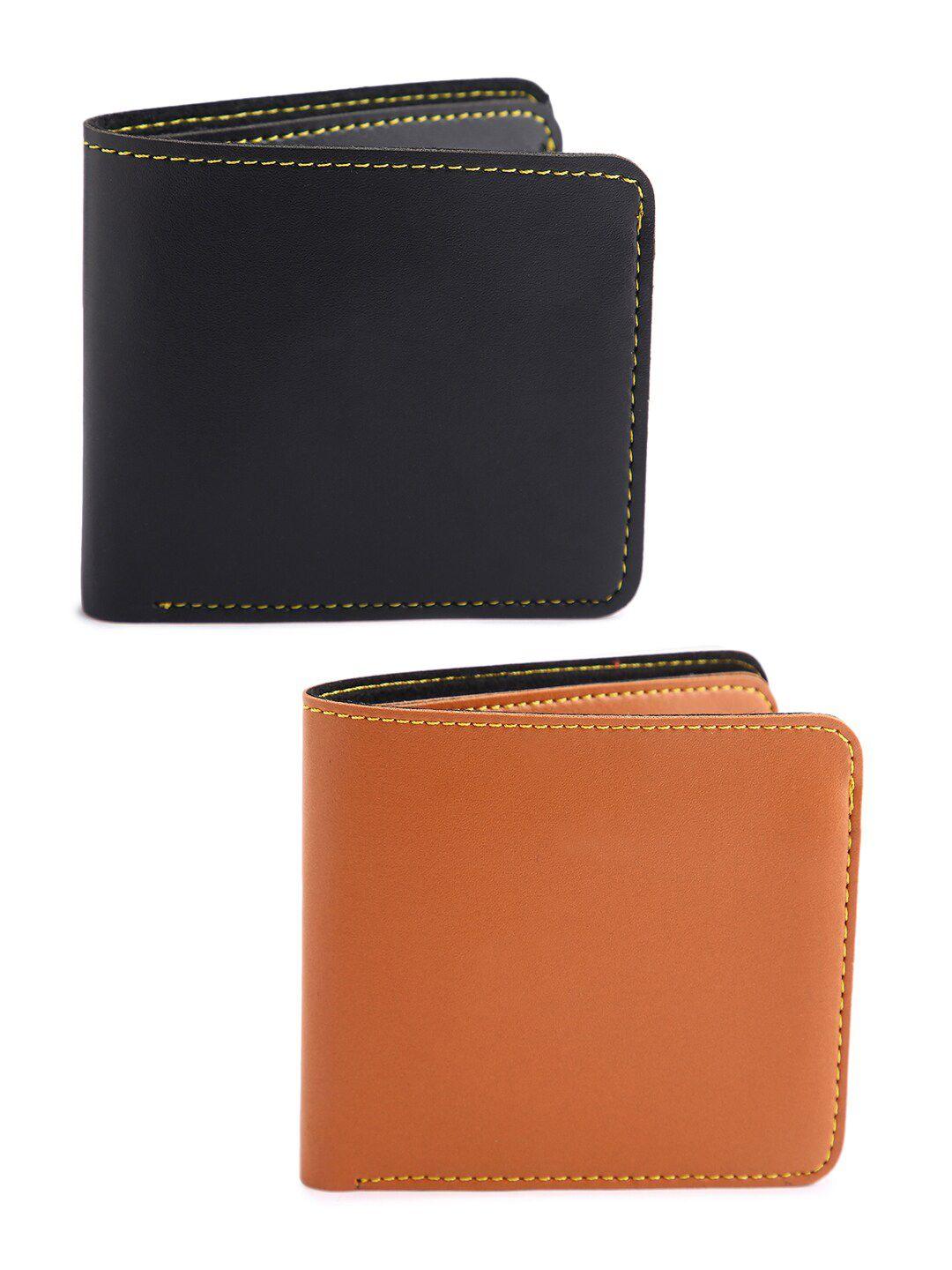 crusset set of 2 men black & tan two fold wallet