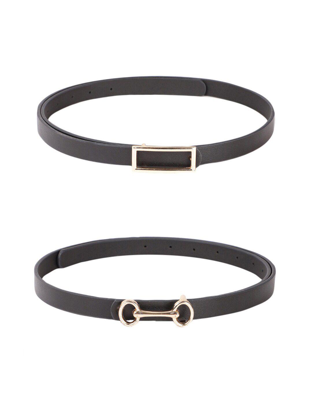 crusset girls set of 2 textured casual belt with push pin closure