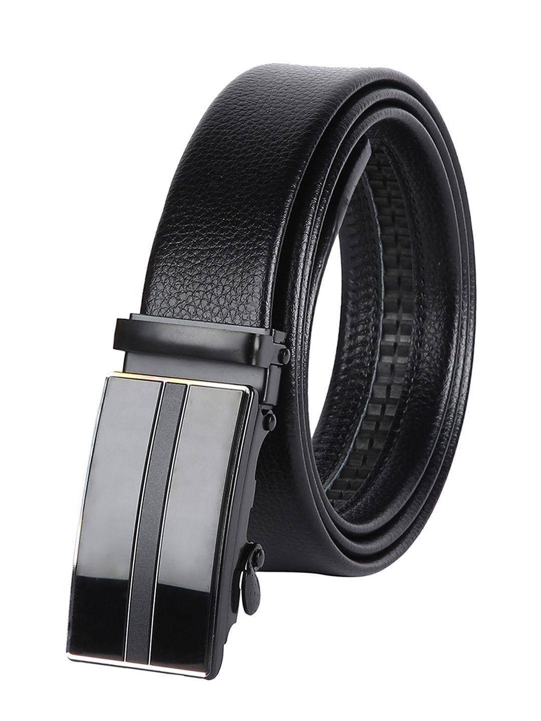 crusset men black textured formal belt