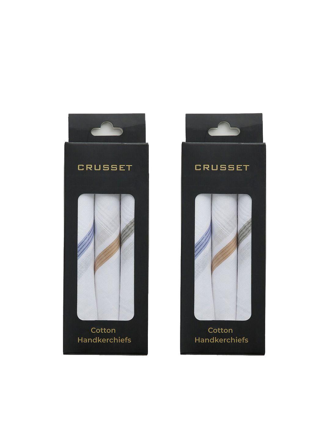 crusset men set of 6 white striped handkerchiefs