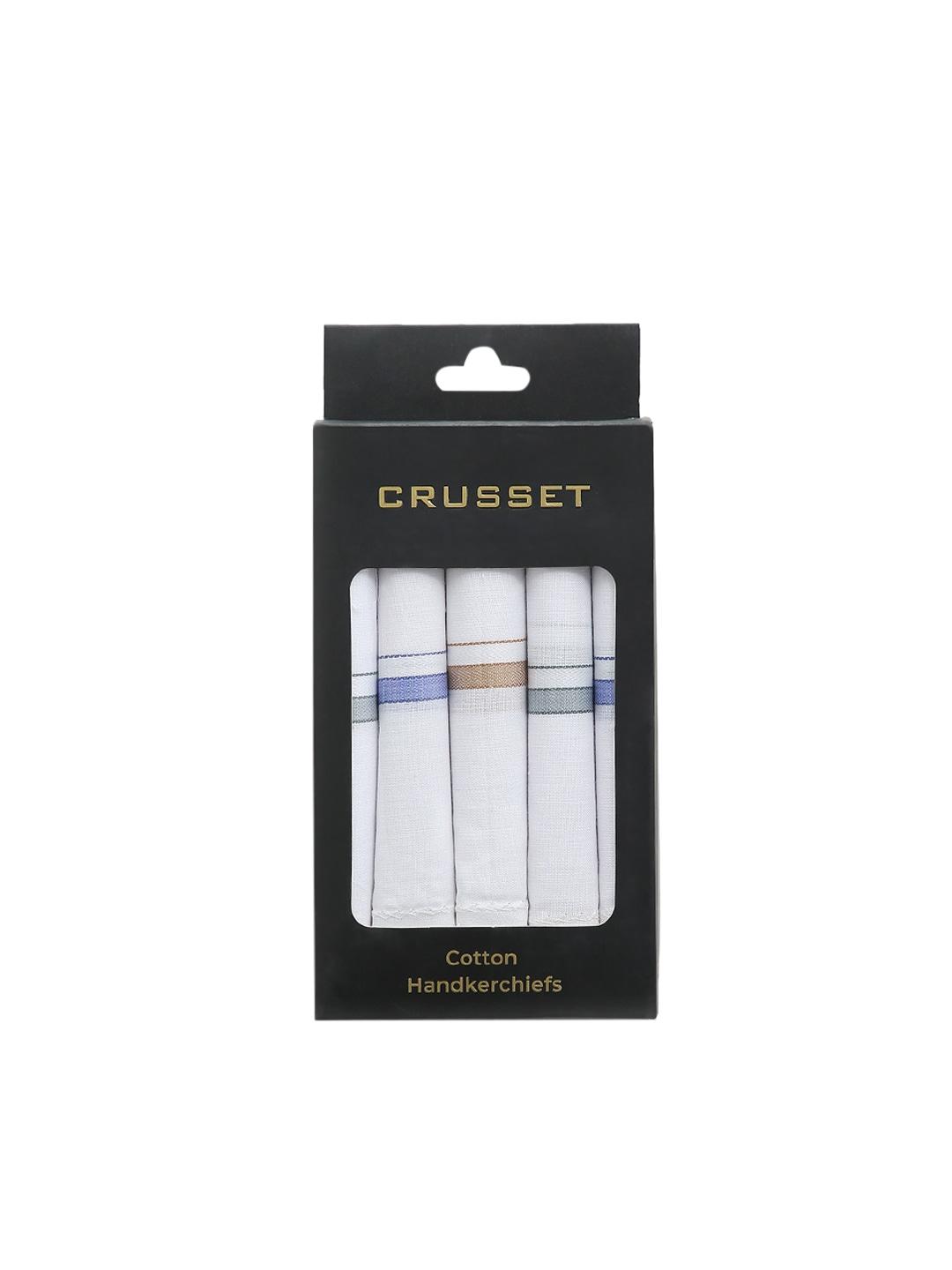 crusset white pack of 5 solid handkerchiefs