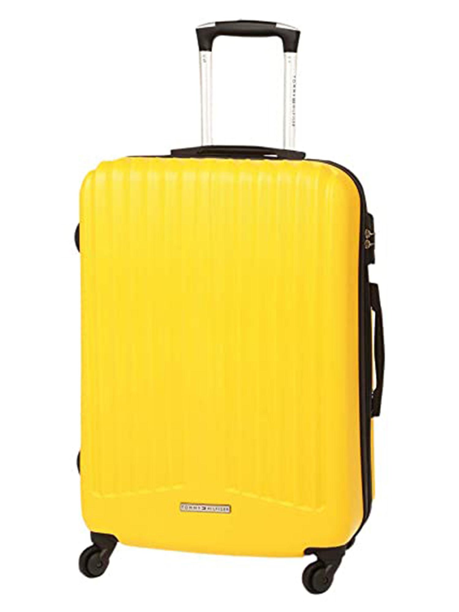 crystal hard luggage trolley bag textured cargo yellow