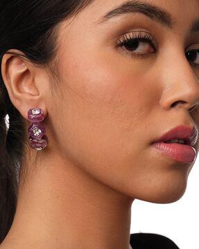 crystal-studded hoop earrings