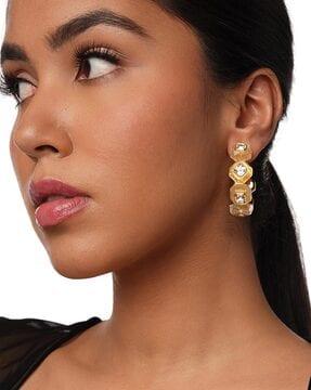 crystal-studded hoop earrings
