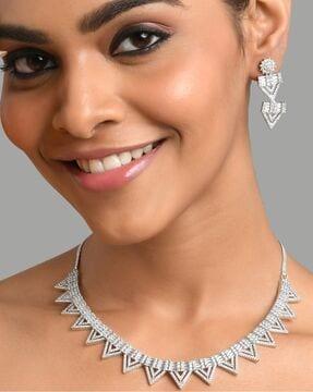 crystal-studded necklace & earrings set