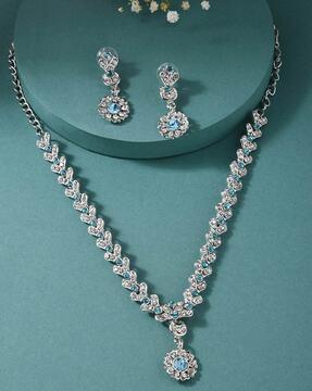 crystal-studded necklace & earrings set