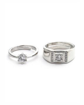 crystal studded couple adjustable ring