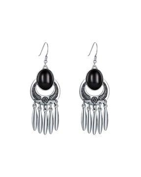 crystal-studded dreamcatcher dangler earrings