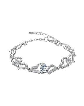 crystal-studded heart charms bracelet