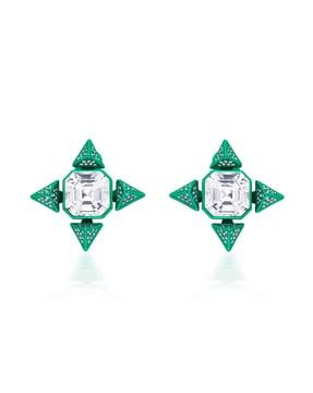 crystal-studded star stud earrings