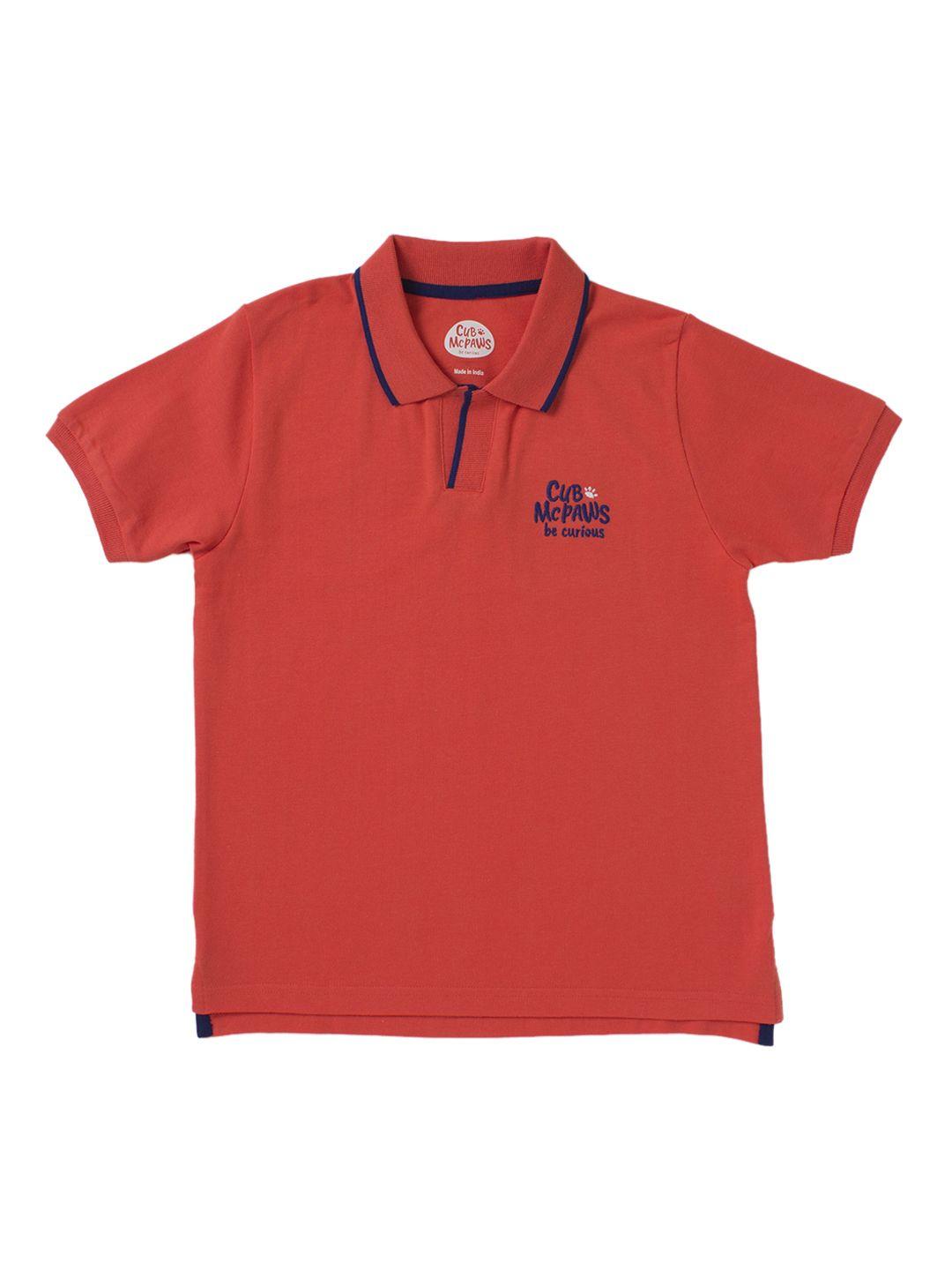 cub mcpaws boys coral solid polo collar t-shirt