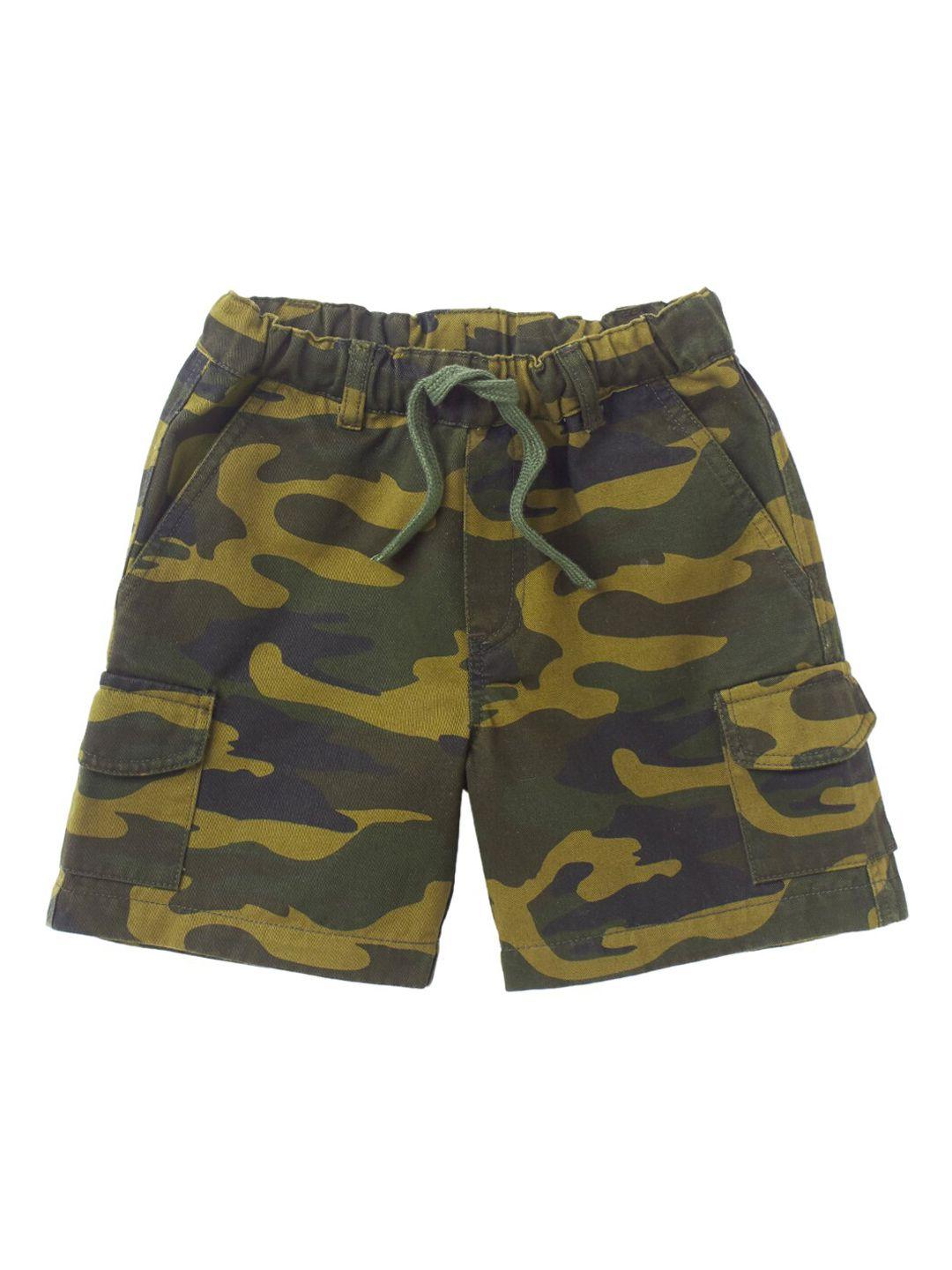 cub mcpaws boys green camouflage printed regular shorts