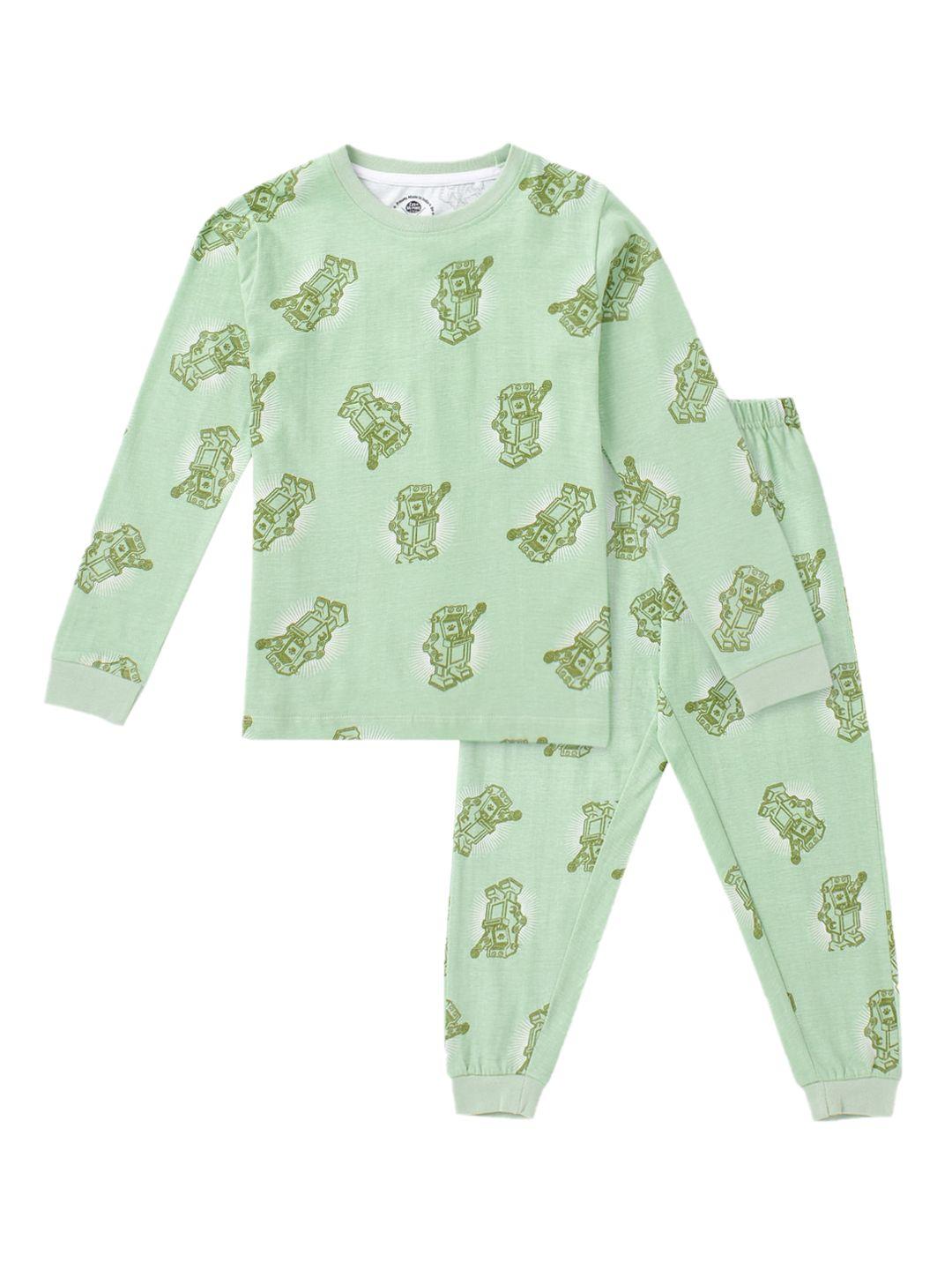 cub mcpaws boys green printed night suit