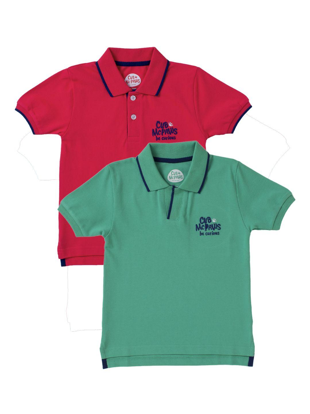 cub mcpaws boys pack of 2 solid polo collar t-shirts