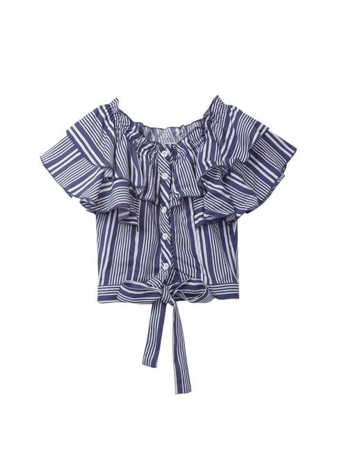 cub mcpaws kids girls tie knot rayon blue color woven top| fashion wear|4 - 12 years