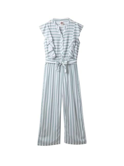 cub mcpaws kids green & white striped girls jumpsuits