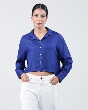 cuban-collar high-low shirt
