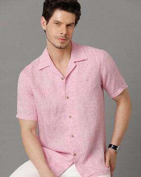 cuban collar shirt with short sleeves