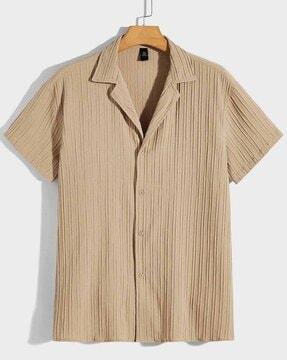 cuban collar shirt with short sleeves