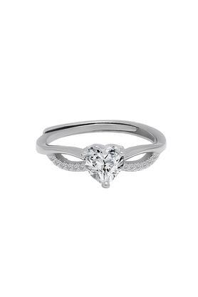 cubic zirconia sterling silver adjustable western ring