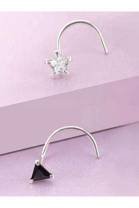 cubic zirconia sterling silver western (nath) nose pin set