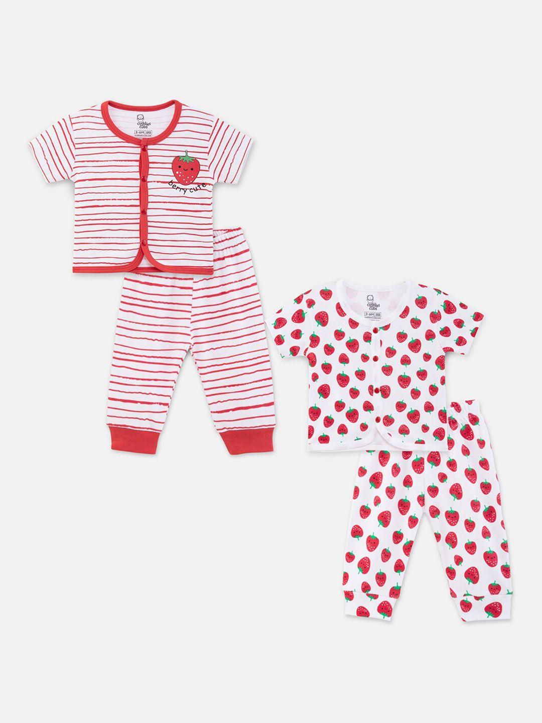 cuddles for cubs pack of 2 infants pure cotton shirt with pyjamas