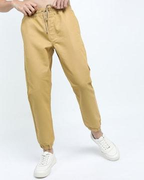 cuffed pants with elasticated drawstring waist