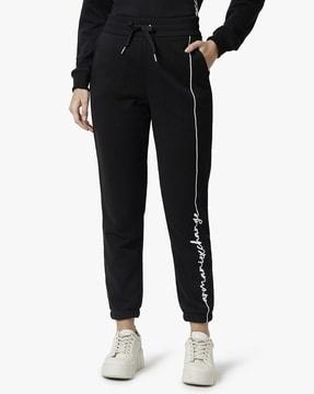 cuffed track pants with embroidered logo
