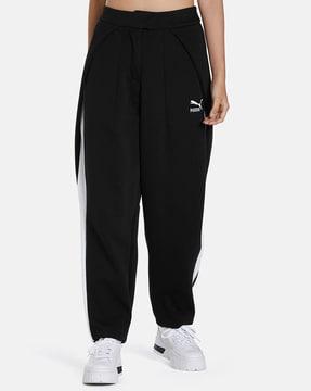 cuffed track pants with logo print