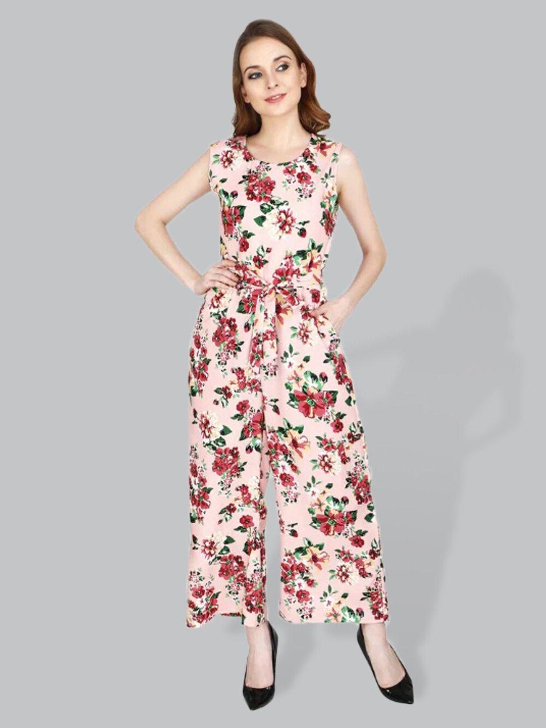 cuffs n lashes floral printed sleeveless basic jumpsuit