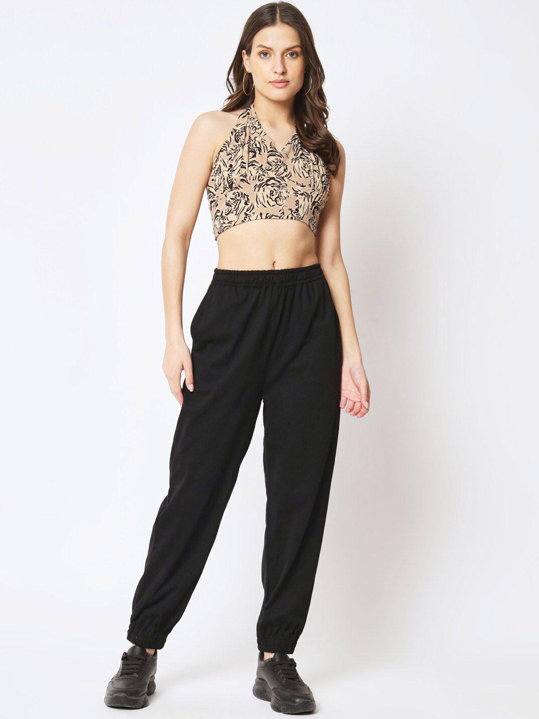 cuffs n lashes printed crop-top and joggers