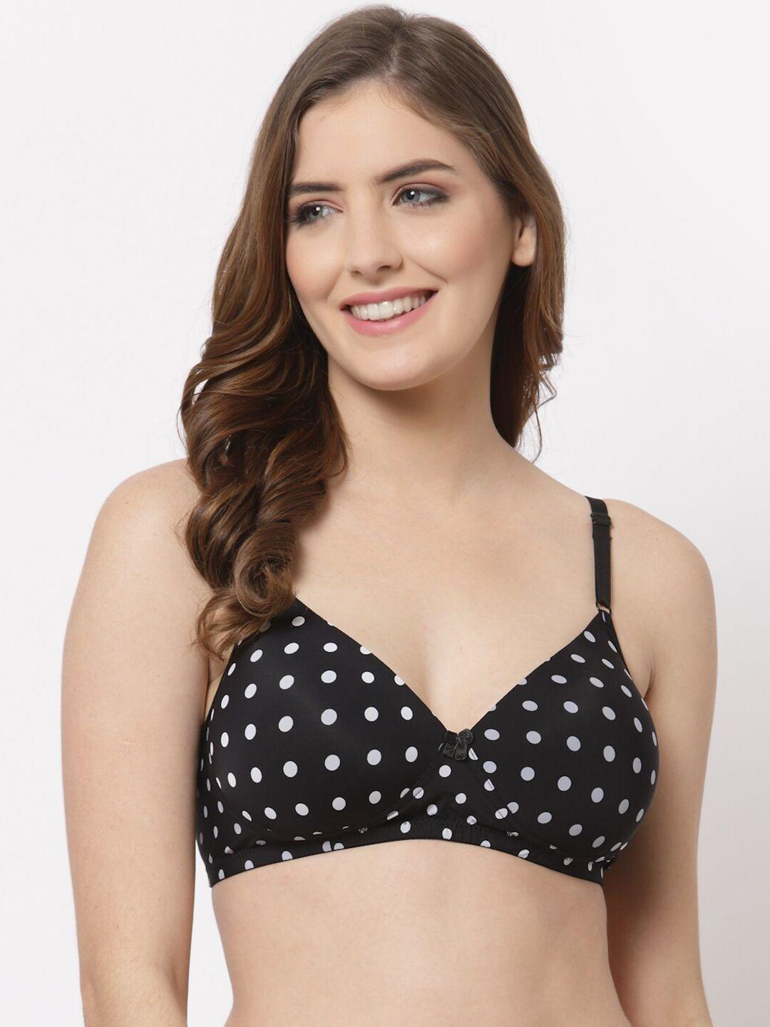 cukoo black & white polka dots printed everyday bra - lightly padded