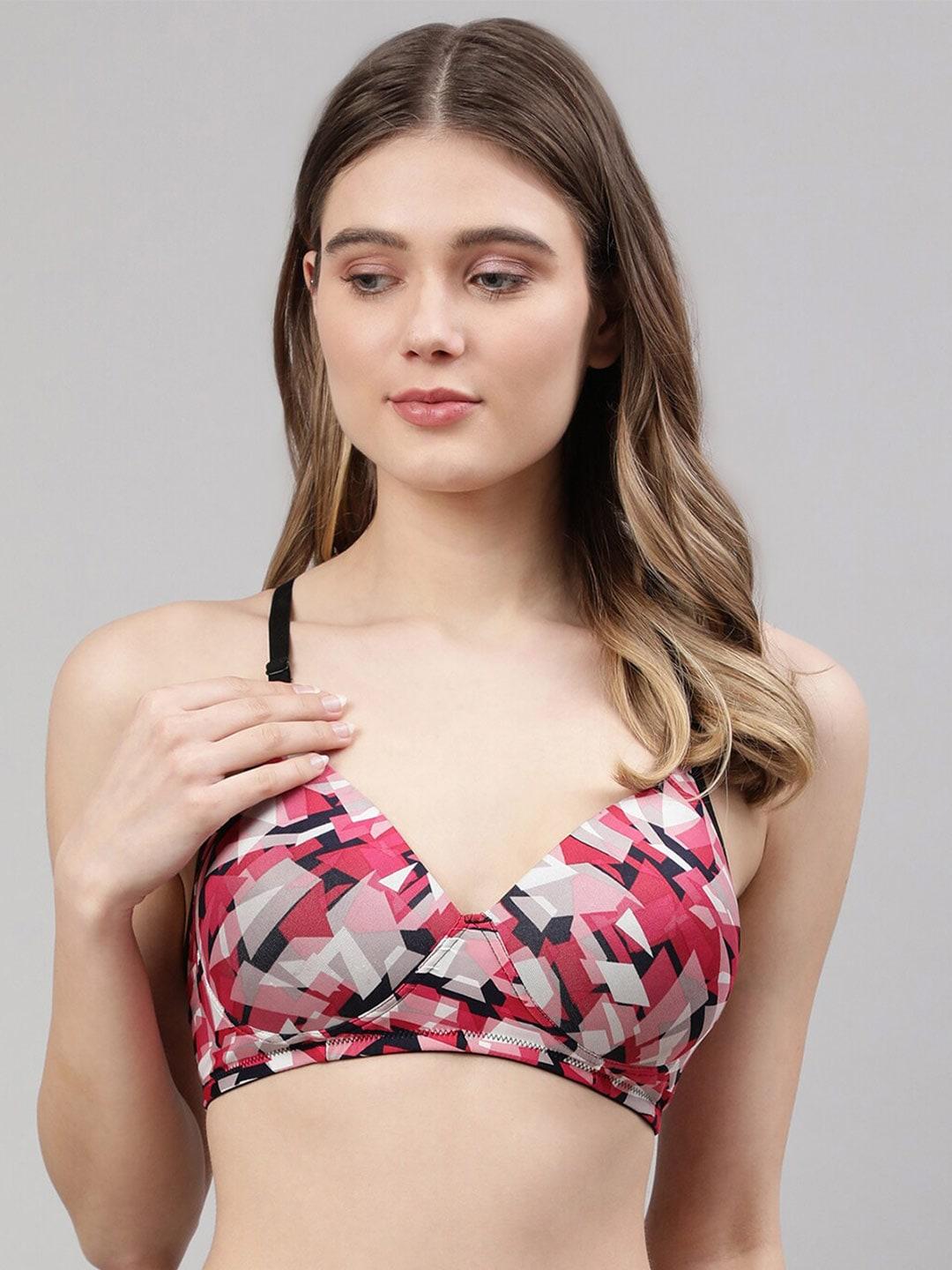 cukoo pink & black abstract lightly padded non-wired bra