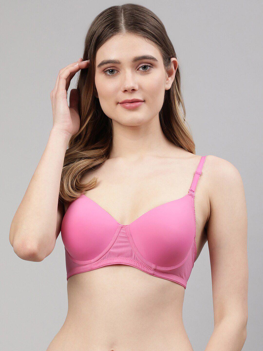 cukoo pink lightly padded & non wired solid bra