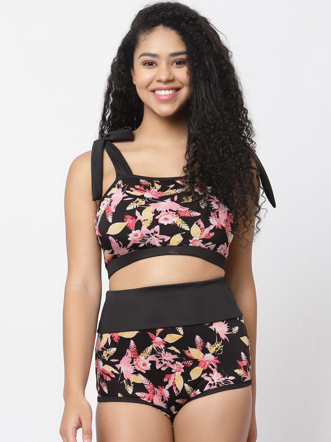 cukoo floral printed padded top with shorts swim set