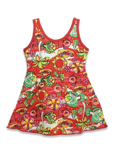 cukoo kids red printed swimsuit