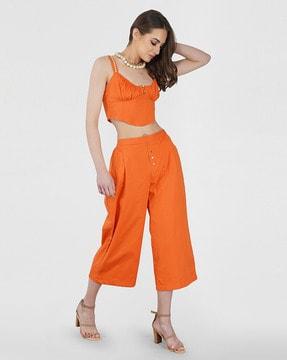 culotte pants with elasticated waist