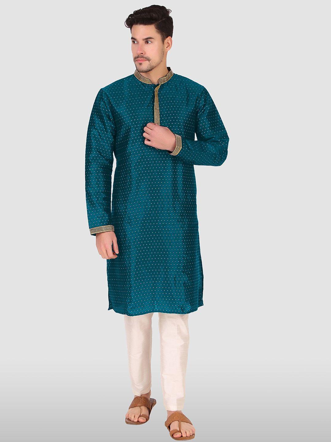 cult indie ethnic motifs woven design thread work jacquard kurta