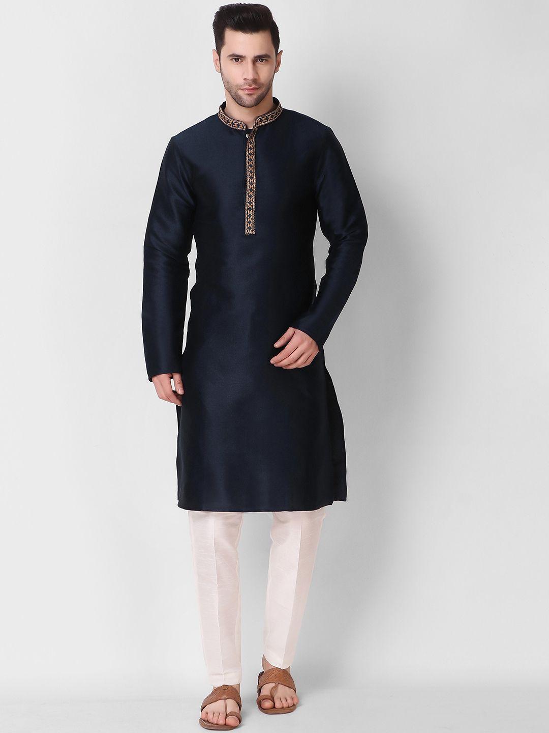 cult indie geometric woven design mandarin collar regular kurta with pyjamas