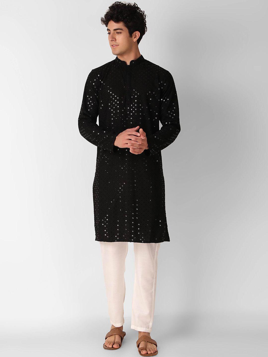 cult indie mandarin collar embroidered sequinned straight pure cotton kurta