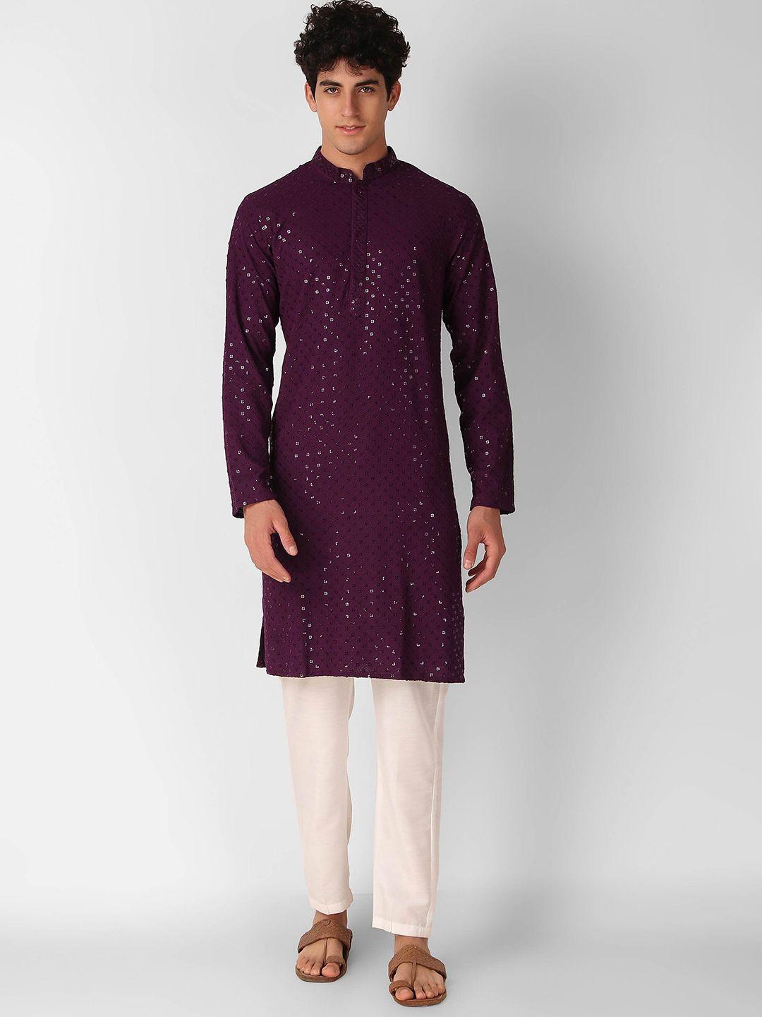 cult indie mandarin collar embroidered sequinned straight pure cotton kurta