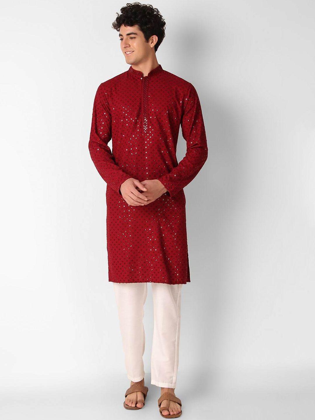cult indie mandarin collar embroidered sequinned straight pure cotton kurta