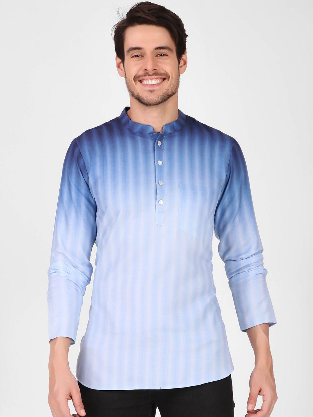 cult indie mandarin collar striped straight short kurta