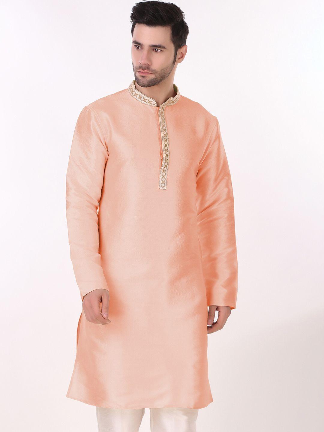 cult indie mandarin collar woven design thread work kurta with pyjamas