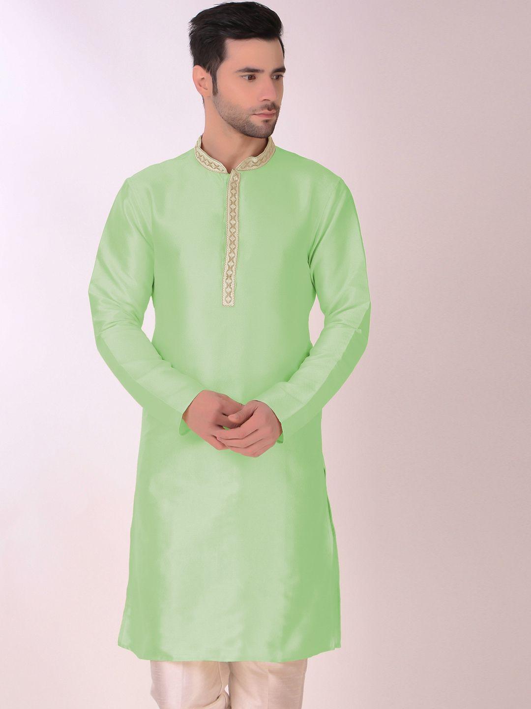 cult indie mandarin collar woven design thread work kurta with pyjamas