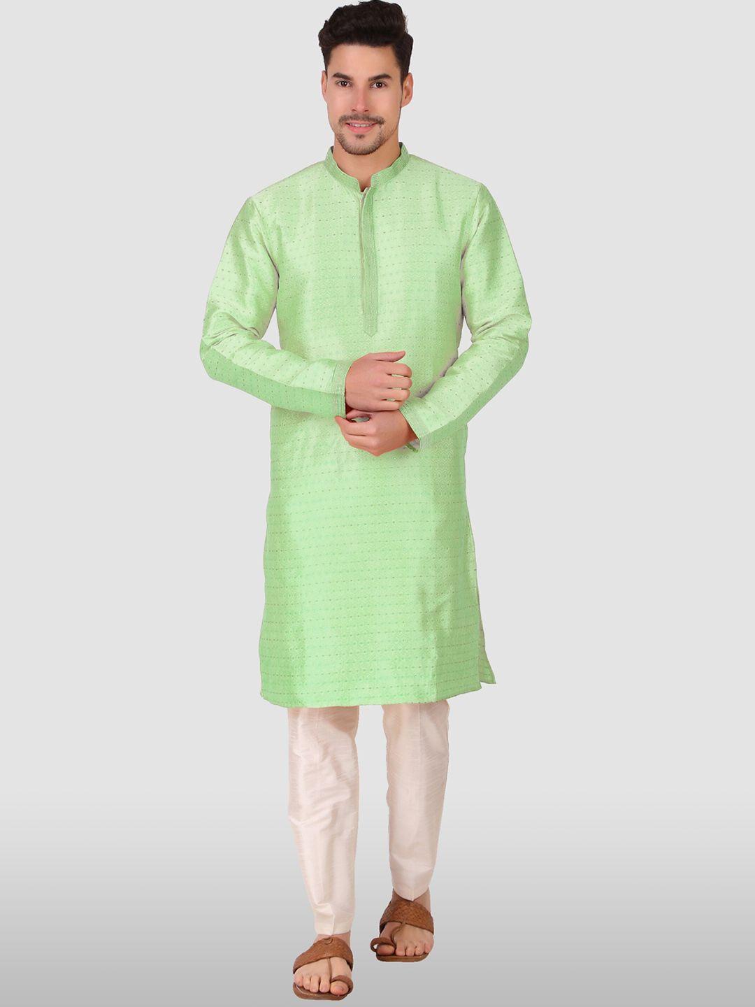 cult indie woven design mandarin collar kurta with pyjamas