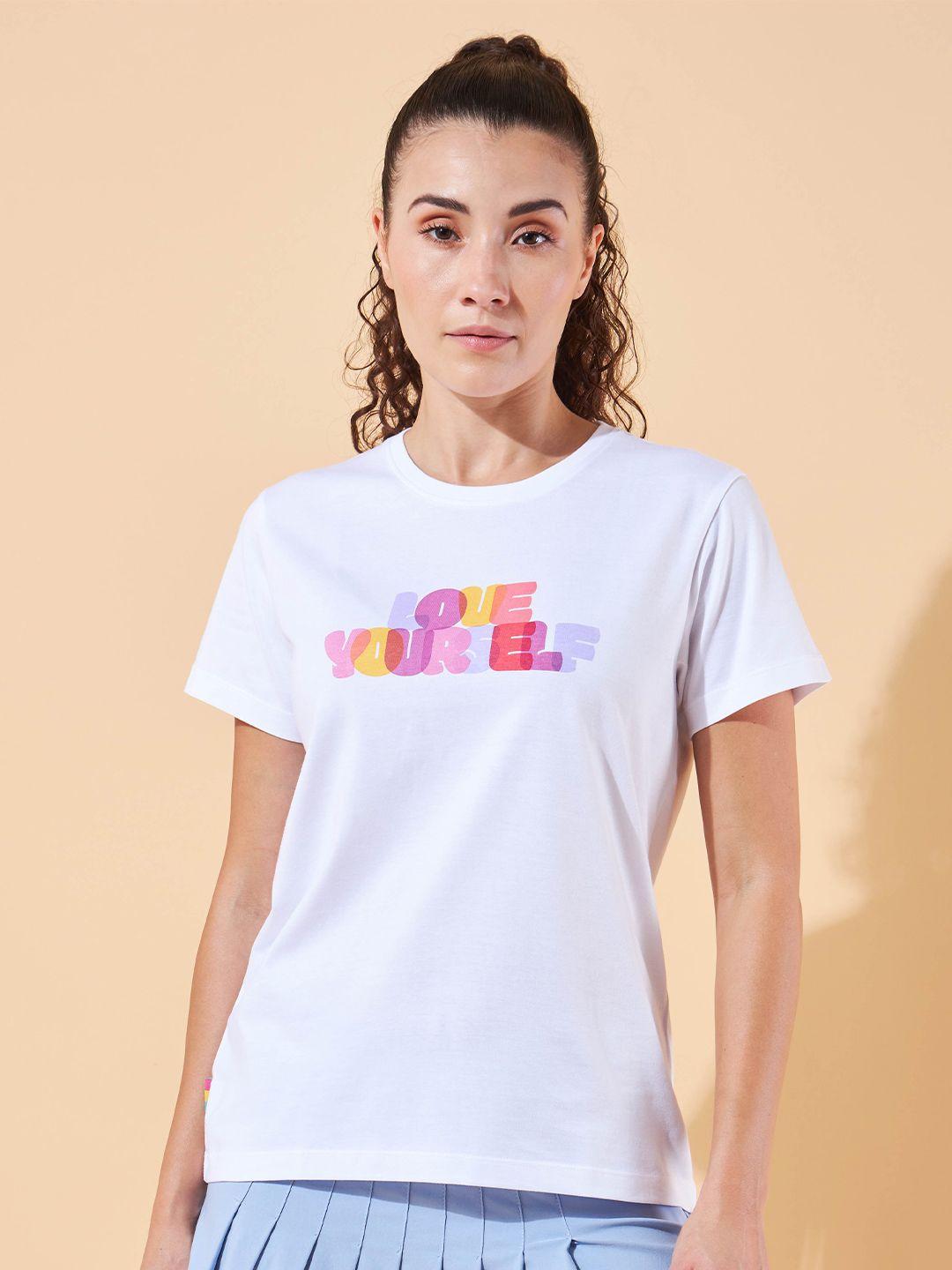 cultsport lifestyle women typogrphy print round neck cotton sports t-shirt